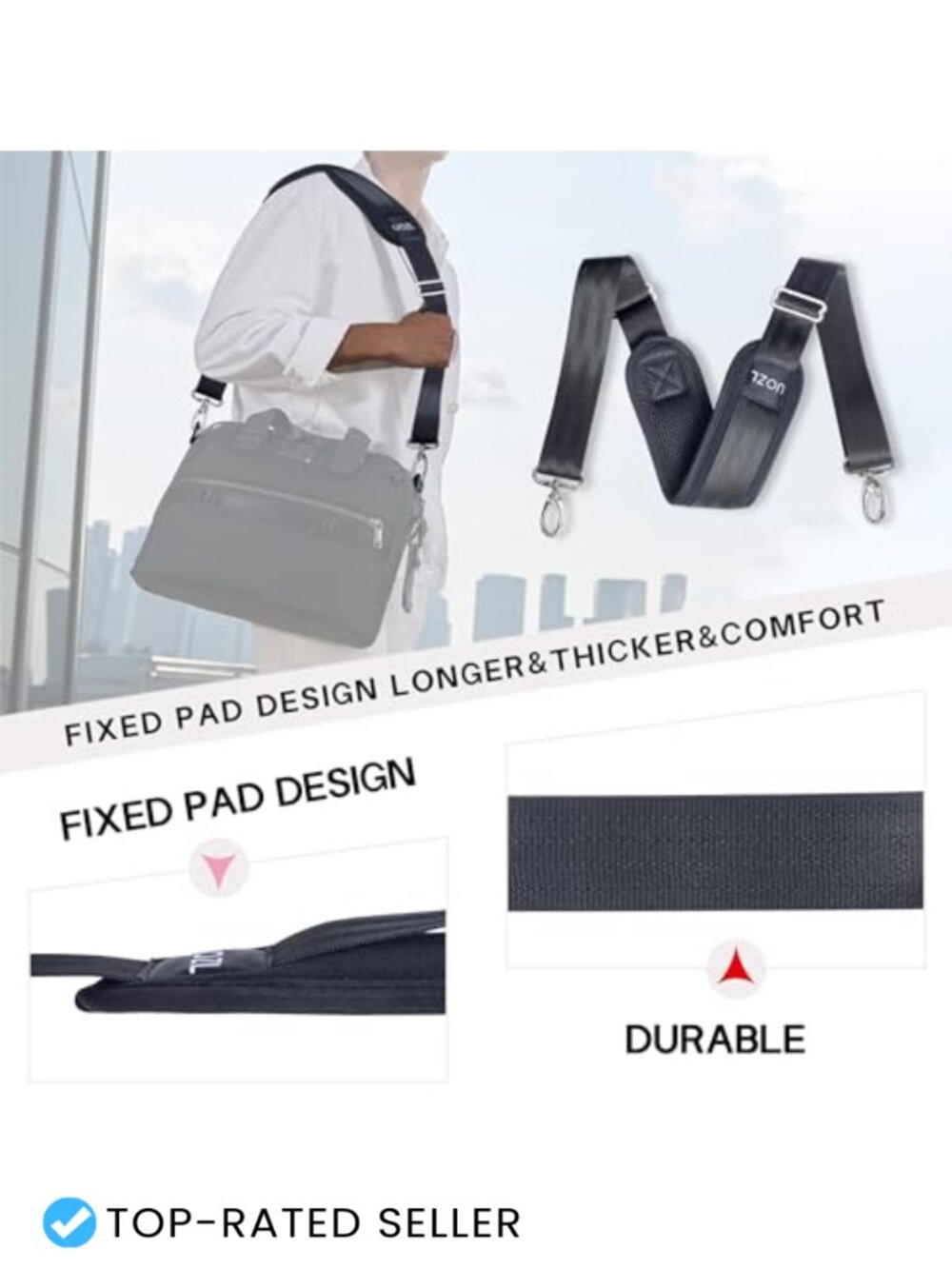 59in Adjustable Shoulder Strap Pad Nylon Replacement for Laptop Messenger Bag - Picture 5 of 5